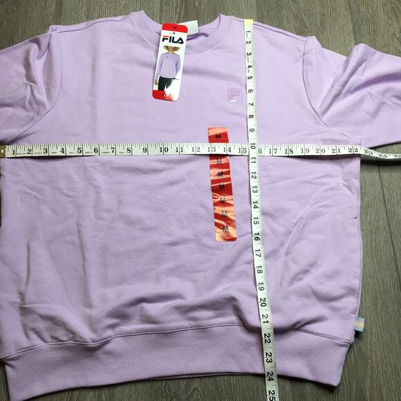 NWT FILA Womens Crewneck Pullover Sweatshirt Long Sleeve Plain Lavender Medium - Picture 6 of 6